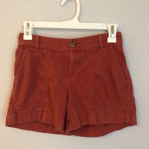 rust colored denim shorts